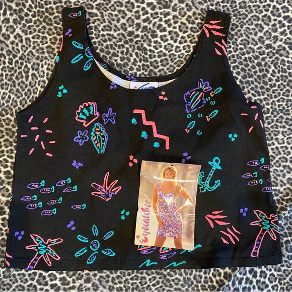 Vintage Black Tank Top with Colorful Patterns - Picture 10 of 12